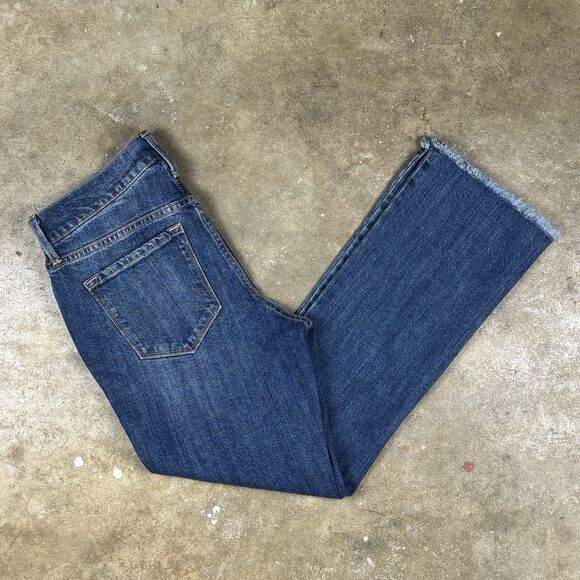 Old Navy Women’s Flare Jeans‎ Size 2 Mid Rise Stretch Blue Raw Hem 25.5” Inseam - Picture 6 of 12